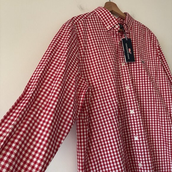 Vineyard Vines Classic Fit Tucker Button Down Shirt Gingham Red Men’s Large NEW - Picture 13 of 14